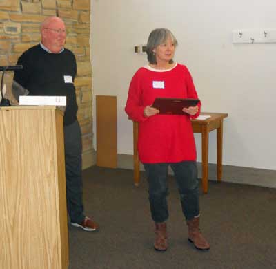 Maureen accepts the William B. Marye 
                                          	Award from ASM President Claude Bowen