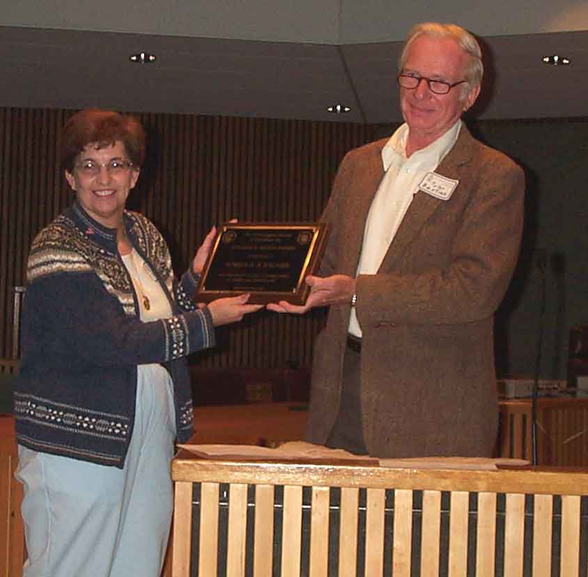 Tyler Bastian presents the 2002 William B. Marye award to Norma A. B-Wagner