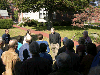 Reverend Chapman Guides a tour of the Episcopal Church 
                      Grounds