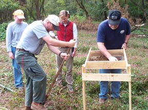 Charlie Hall and Joe Dent show that they still remember how to run the equipment.